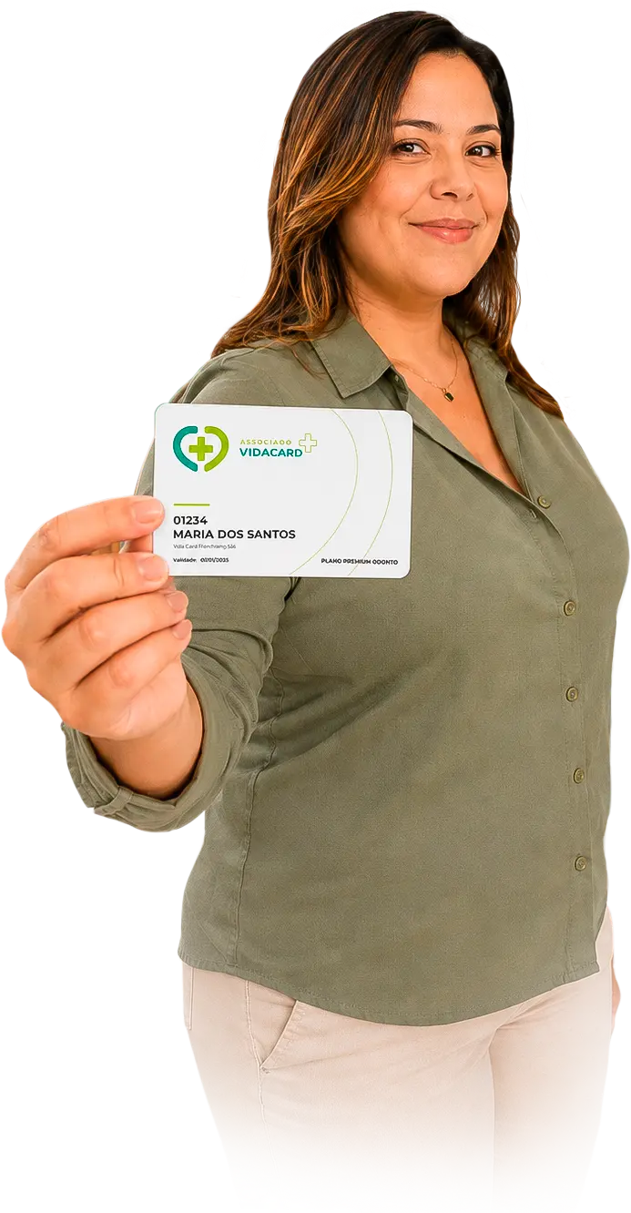 Mulher representando os benefícios Vida Card